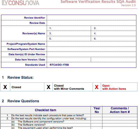 DO-178 SQA Verification Results Audit