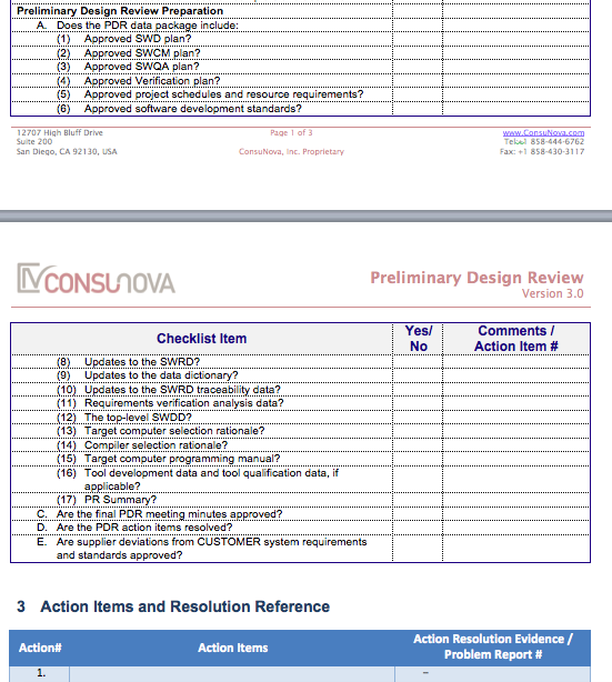 DO-178 Preliminary Design Checklist (PDR)