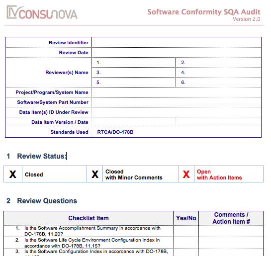 DO-178 SQA Conformity Audit
